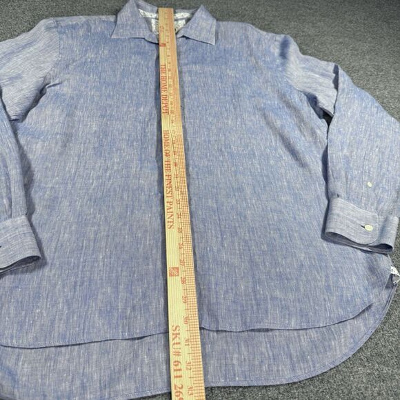 Joseph Abboud Linen Long Sleeve Blue Chambray Shirt Men’s XL - Picture 7 of 7